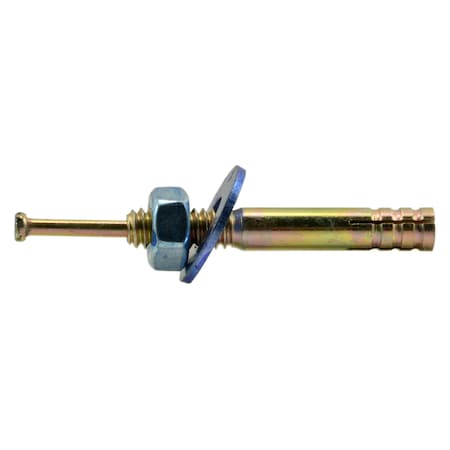 Torquemaster Torquemaster Nail Drive Anchor, 1/4" Dia., 1-3/4" L, Steel Yellow Zinc, 100 PK 52560
